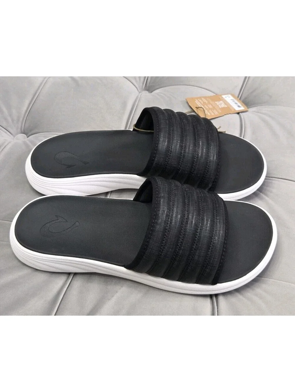 OluKai Komo Slide Black Waterproof Comfort Sandals Flats Mens Shoes 13 New $99